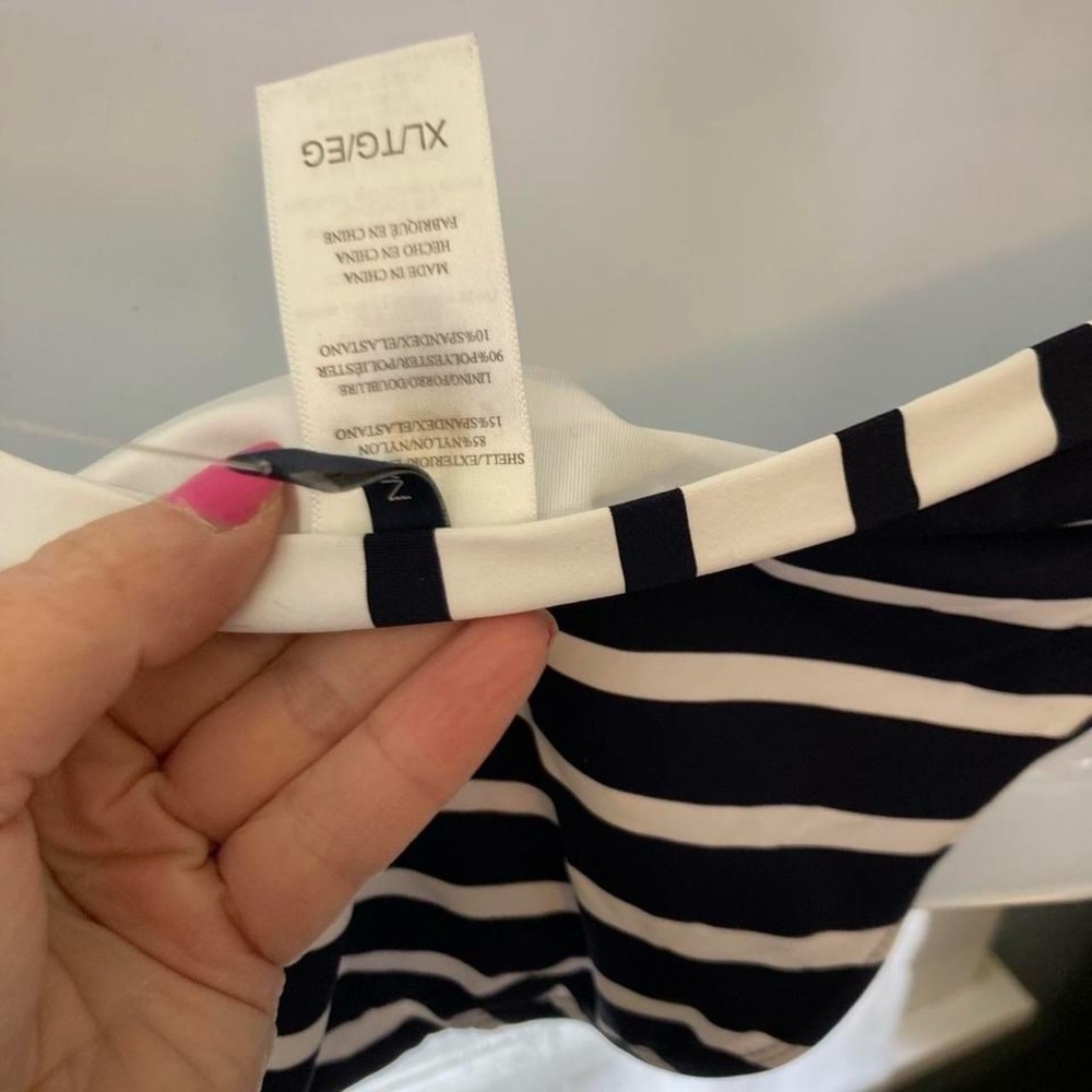 Nautica Navy Blue and white striped bikini bottoms XL - Picture 5 of 6